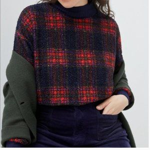 Anthropologie Sherpa Plaid Sweater